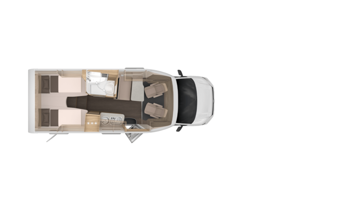 Ein Überblick des KNAUS VAN TI PLUS 650 MEG Grundrisses